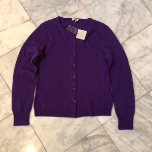 New Madison 100% Cashmere Purple Cardigan Sz L